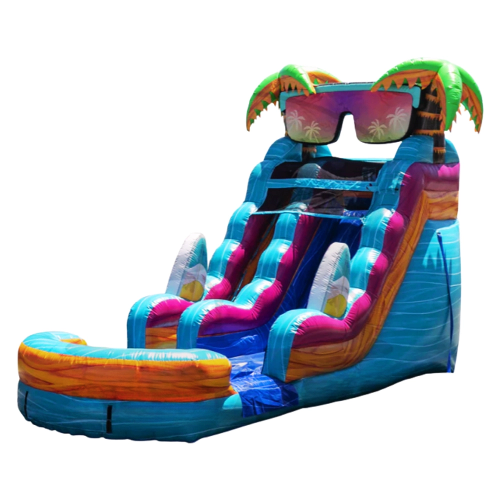 Beach Shades Waterslide inflatable rental with splash pool