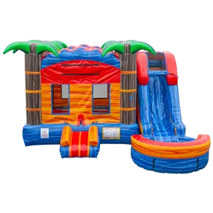 Tropical themed bounce and slide inflatable for parties